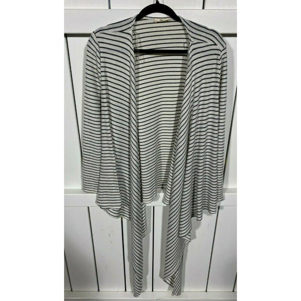 New - Humming Bird - Women's - Open Cape Tie Sweater Blk/White Stripe - Small